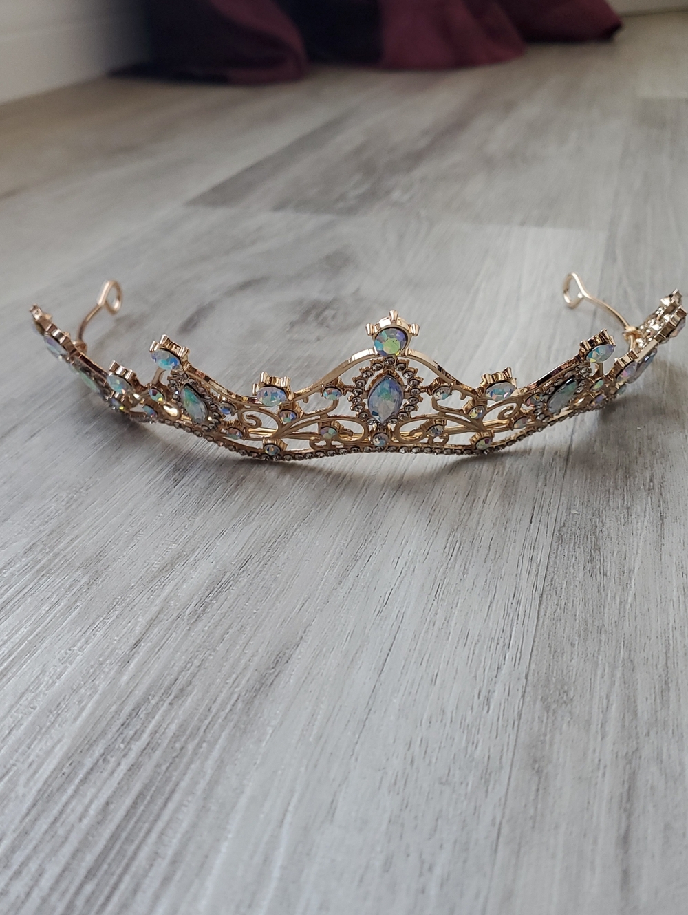 Princess Golden Tiara Crown With Clear Gems - Fantasy Or Bridal Accessory